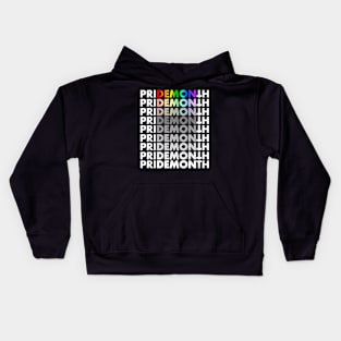 PRIDE DEMON (white text) Kids Hoodie